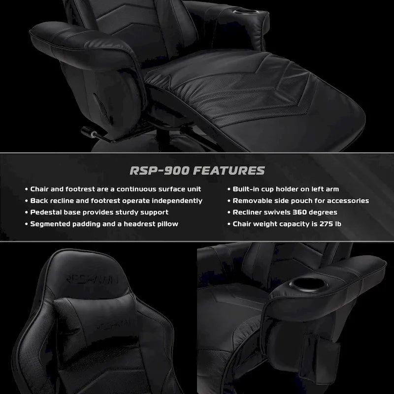 Reclining Gaming Chair with Footrest and Cup Holder