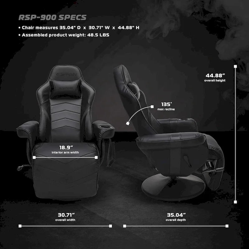 Reclining Gaming Chair with Footrest and Cup Holder