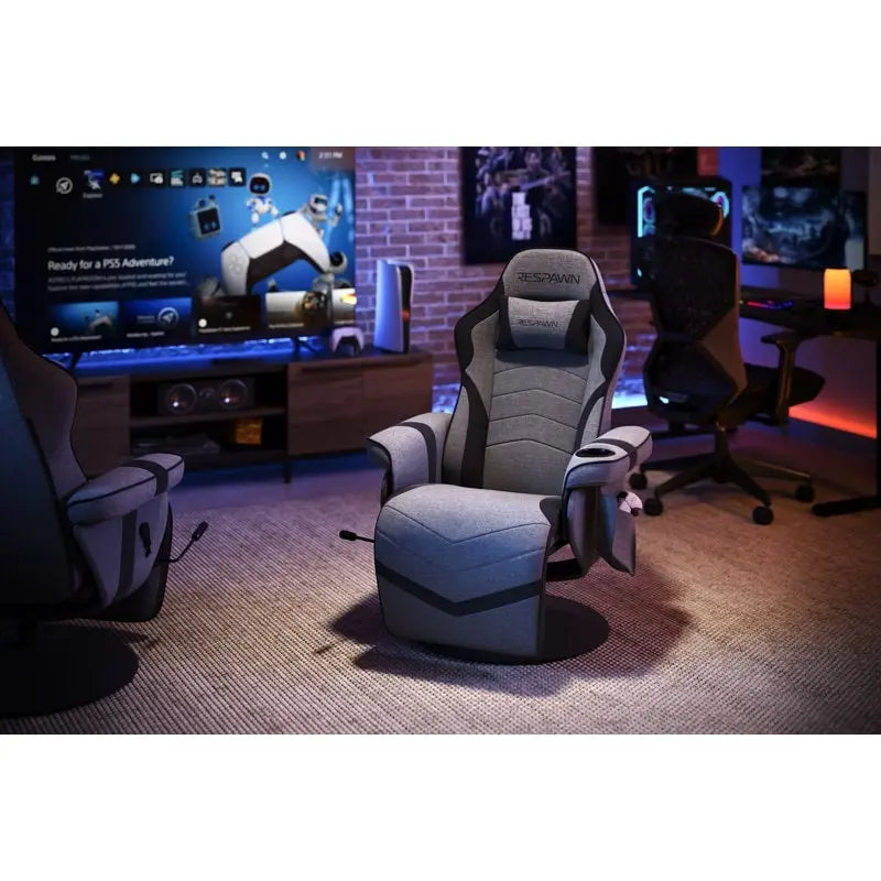 Reclining Gaming Chair with Footrest and Cup Holder
