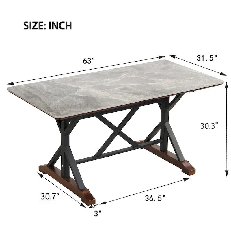 63-Inch Rectangular Sintered Stone Dining Table
