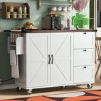 Farmhouse Kitchen Island with Power Outlets, Drop Leaf and Storage