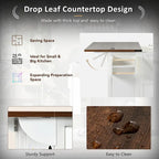 Farmhouse Kitchen Island with Power Outlets, Drop Leaf and Storage