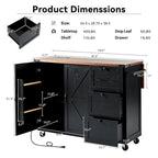 Farmhouse Kitchen Island with Power Outlets, Drop Leaf and Storage