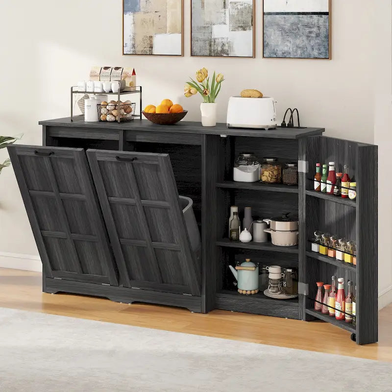 Double Tilt-Out Trash Cabinet with Storage