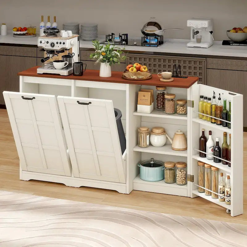 Double Tilt-Out Trash Cabinet with Storage