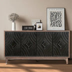 Sideboard Cabinet with 4 Patterned Doors and 2 Shelves