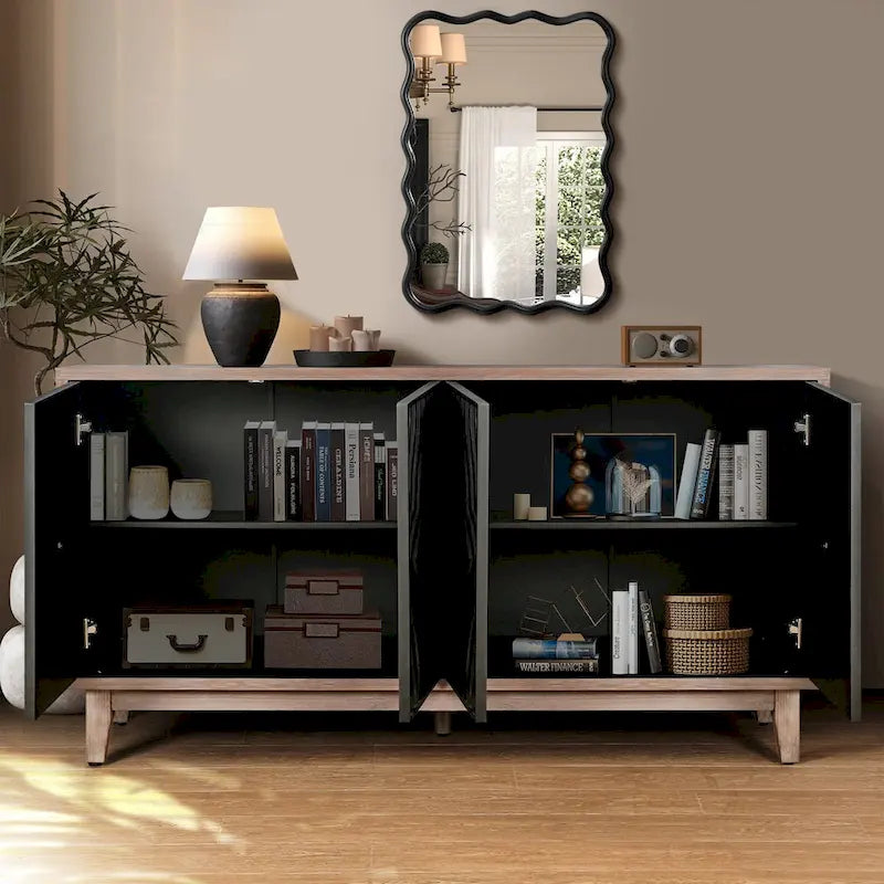 Sideboard Cabinet with 4 Patterned Doors and 2 Shelves