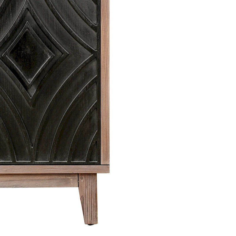 Sideboard Cabinet with 4 Patterned Doors and 2 Shelves