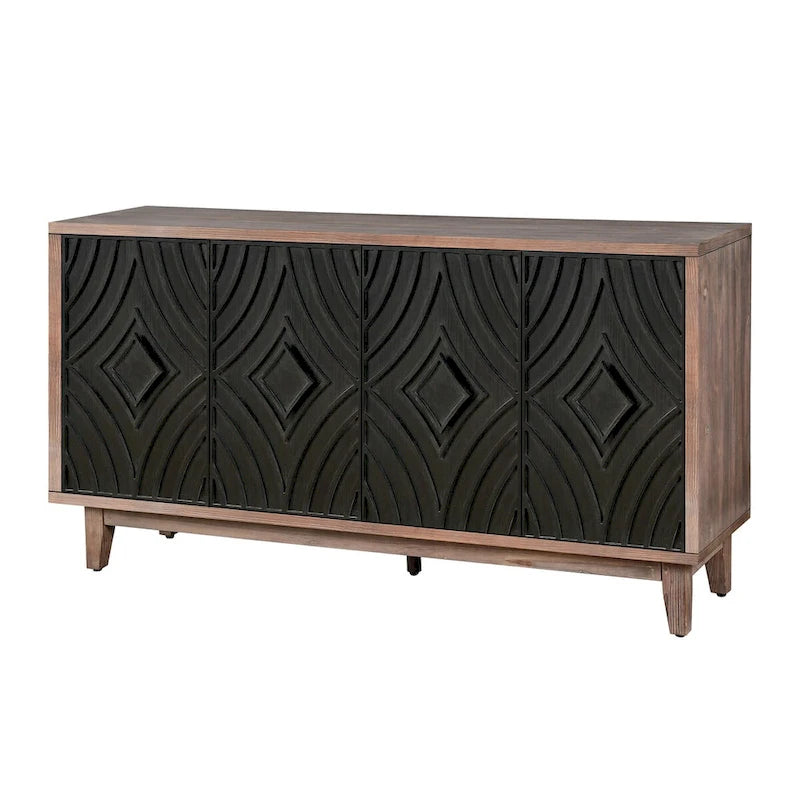 Sideboard Cabinet with 4 Patterned Doors and 2 Shelves