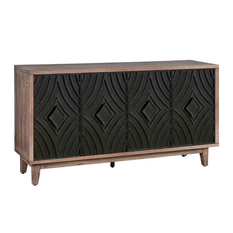 Sideboard Cabinet with 4 Patterned Doors and 2 Shelves