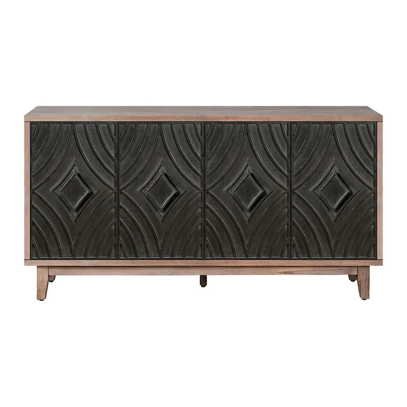 Sideboard Cabinet with 4 Patterned Doors and 2 Shelves