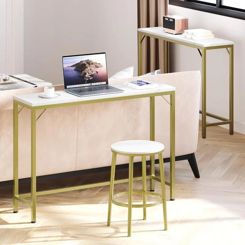 2-Tier Console Table with V-Shaped Metal Frame