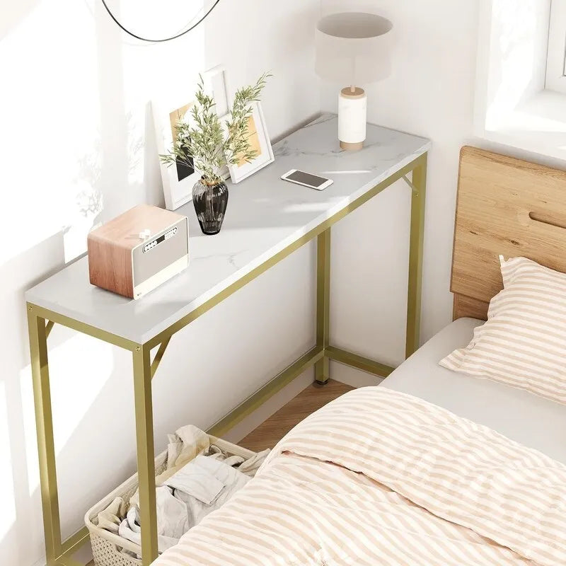 2-Tier Console Table with V-Shaped Metal Frame