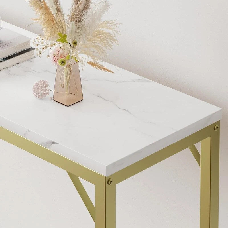 2-Tier Console Table with V-Shaped Metal Frame