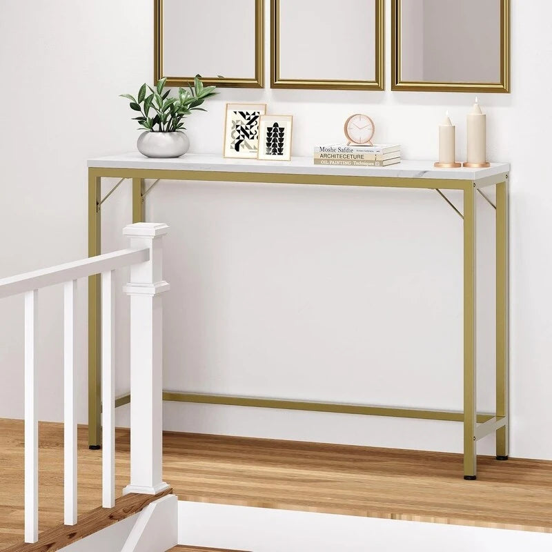 2-Tier Console Table with V-Shaped Metal Frame