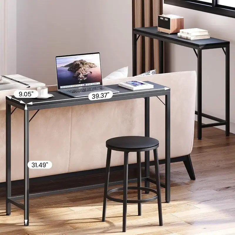 2-Tier Console Table with V-Shaped Metal Frame
