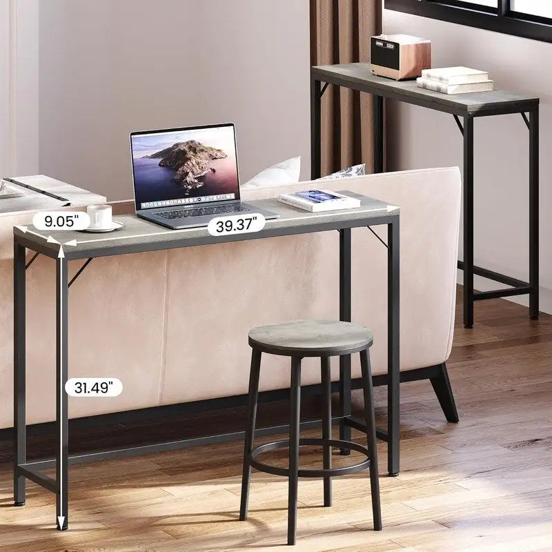 2-Tier Console Table with V-Shaped Metal Frame
