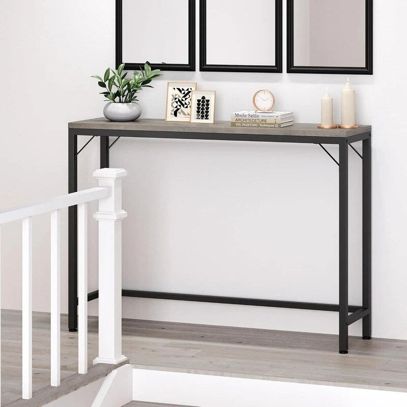 2-Tier Console Table with V-Shaped Metal Frame