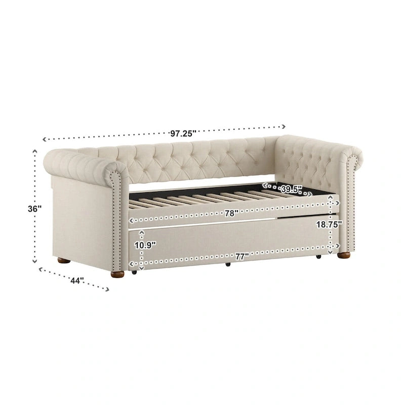 Upholstered Twin Daybed with Optional Trundle